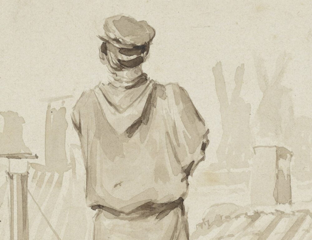 Illustratie: tekening van een Italiaanse schoorsteenveger in 1862